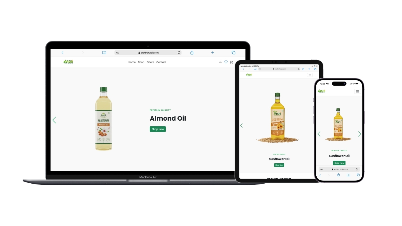 Arshi Naturals — Website Design