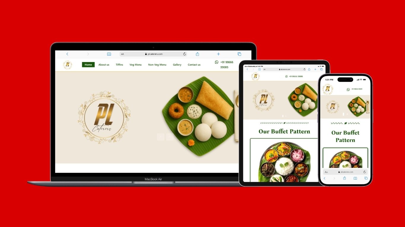 PL Caters | Tasty Home Foods — Website Design